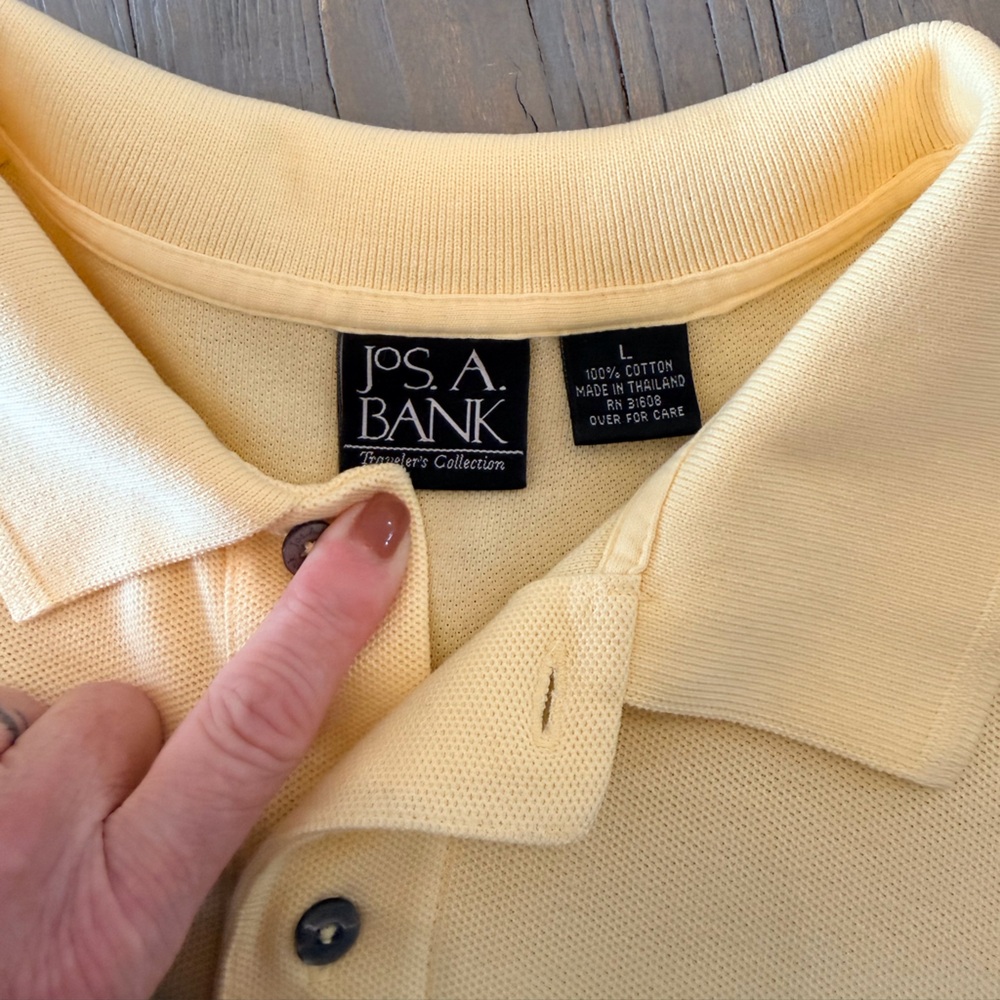 Jos. A. Bank Travelers Collection Men’s Light Yellow Polo Shirt Size-L EUC - Picture 6 of 6